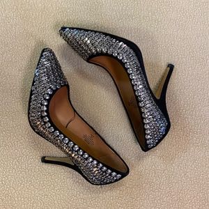 NWB Isabel Marant H&M Sequin Metallic Grey Silver Black Pumps Heels 39 US Size 8